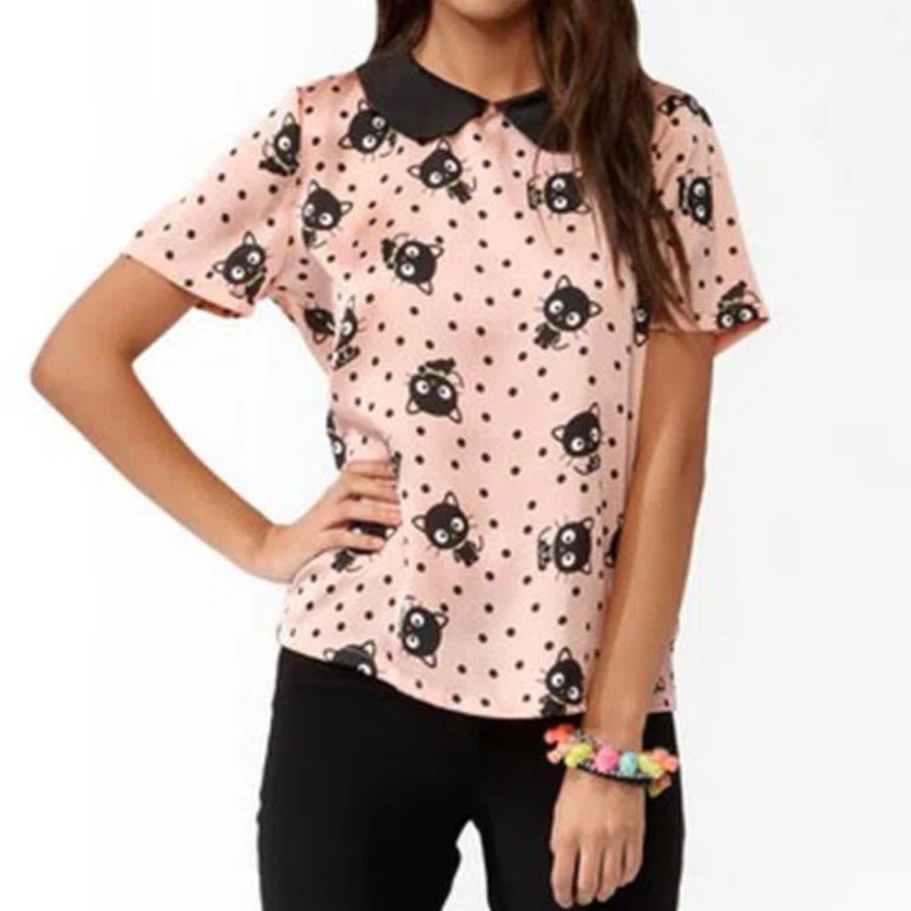 Sanrio Hello Kitty x Forever 21 Chococat Blouse -- Small